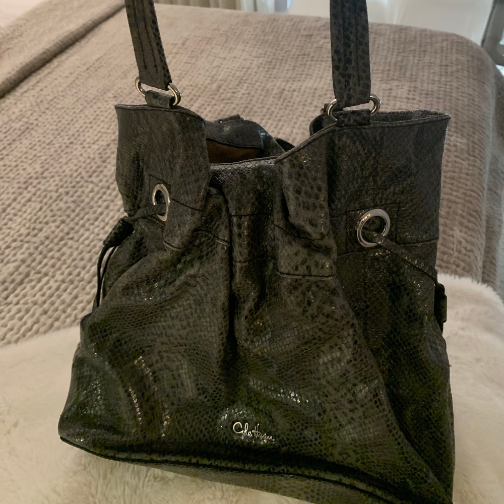 Cole Haan Large Leather Snake Skin Handbag - Picture 3 of 5